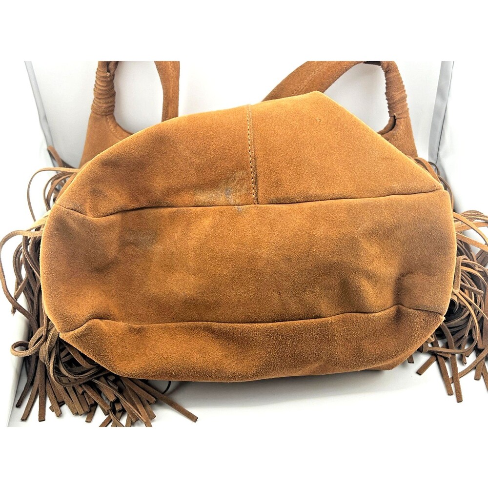 Margot Suede Leather Long Fringe Bucket Shoulder Bag Tote Brown Western Hippie - Picture 16 of 16